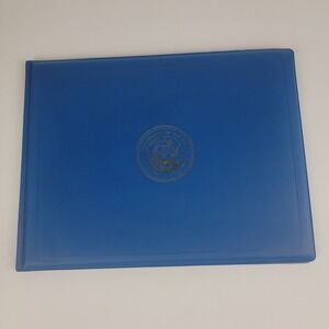 US Navy Certificate Holder Blue Padded Folder Gold Embossed Military Award Cover
